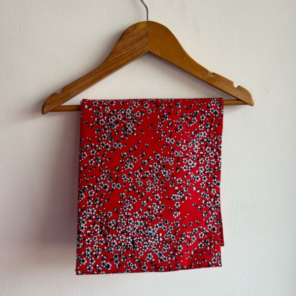 Red Floral Printed Pure Cotton Kaftan Loungewear Pyjama Set - Image 3
