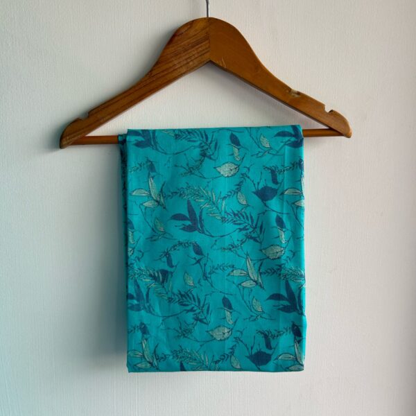 Aqua Blue Printed Pure Cotton Kaftan Loungewear Pyjama Set - Image 3