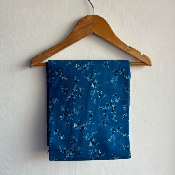 Blue Floral Printed Pure Cotton Kaftan Loungewear Pyjama Set - Image 3