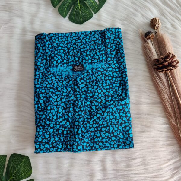 Blue Floral Printed Horizontal Zip Feeding Nighty