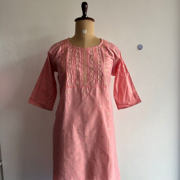 Pastel Peach Embroidery Kurti