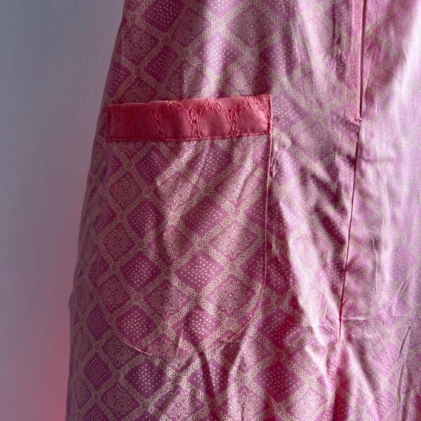 Pale Peach Printed Premium Rayon Peter Pan Collar Long Zip Sleeveless Feeding Nighty | Attaching Sleeve Available - Image 4