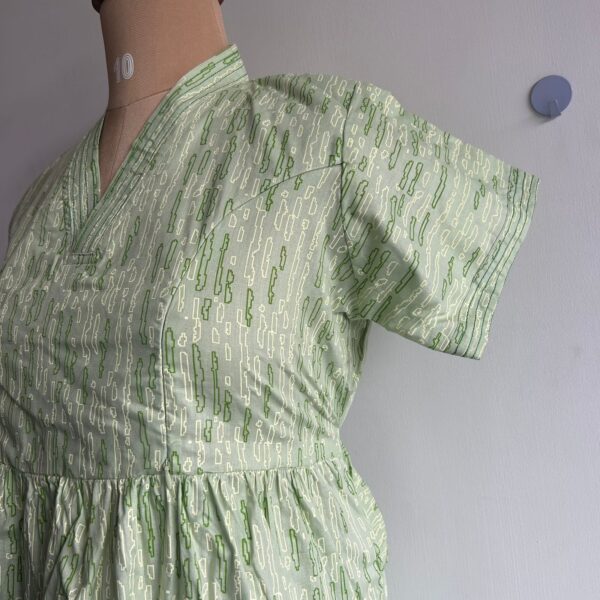 Pastel Green Printed Premium Cotton V Collar Neck Short Maternity Gown - Image 3