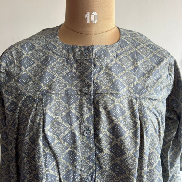Grey Printed Rayon Full Sleeve Pyjama Set | Free Size | - Image 2
