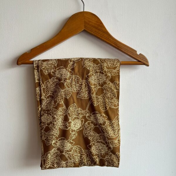 Brown Floral Printed Rayon Full Sleeve Pyjama Set | Free Size | - Image 4