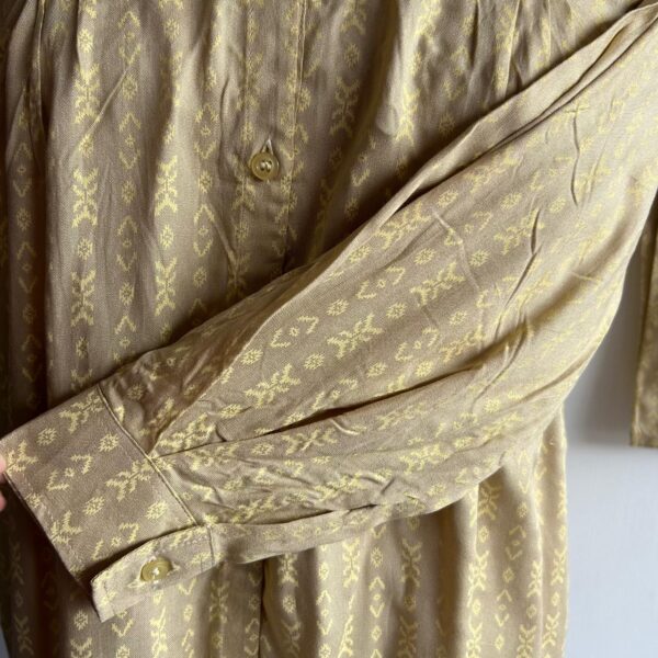 Cream Printed Rayon Full Sleeve Pyjama Set | Free Size | - Image 3