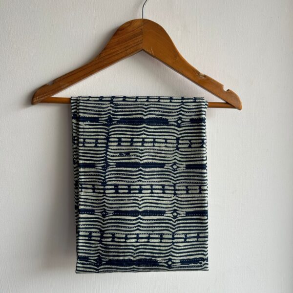 Navy-Blue Floral Printed Kantha Cotton Shirt Pyjama Set | Free Size | - Image 3