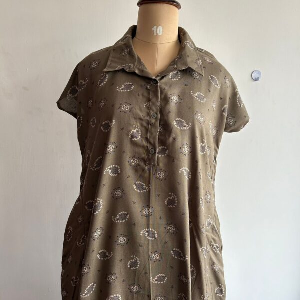 Grey Printed Alpine Shirt Gown | Free Size | Chest Width 44″| Length 44″|
