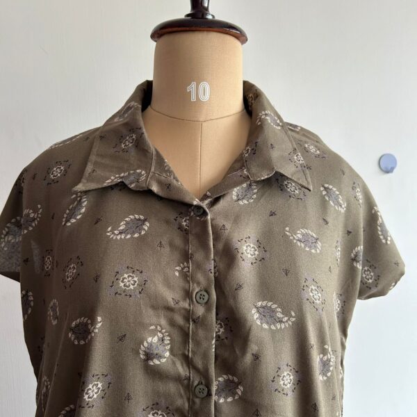Grey Printed Alpine Shirt Gown | Free Size | Chest Width 44″| Length 44″| - Image 2