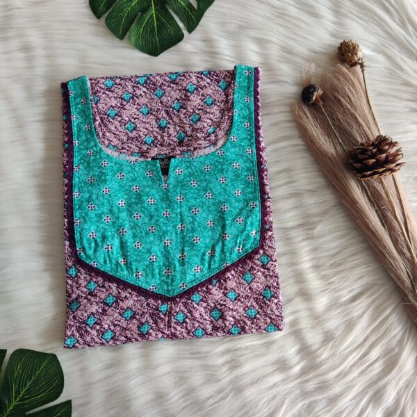 Green And Brown Printed Premium Cotton Mix N Match Lace Pocket Nighty | Free Size | Chest Width 44″| Length 56″|