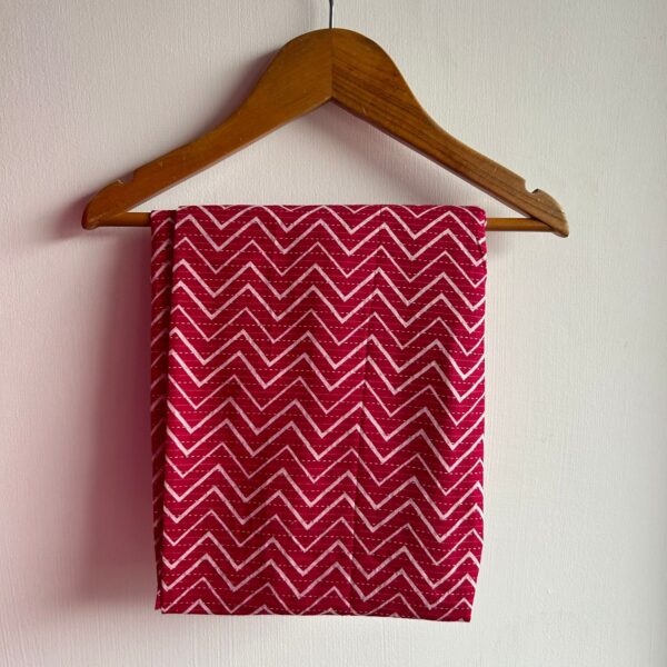 Pink Printed Kantha Cotton Shirt Pyjama Set | Free Size | - Image 3