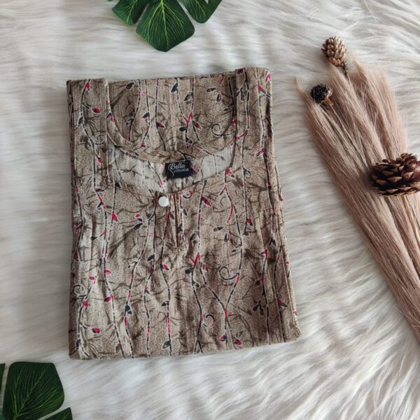 Grey Floral Printed Premium Cotton Aline Cut Vertical Zip Feeding Nighty | Free Size | Chest Width 44″| Length 54″-56″|