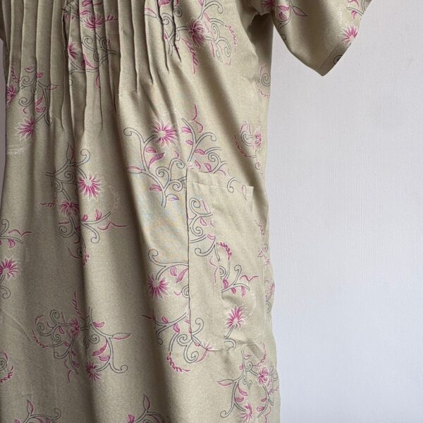 Pastel Green Floral Printed V-Neck Alpine Churidar Cut Nighty | Free Size | Chest Width 44″| Length 56″| - Image 3