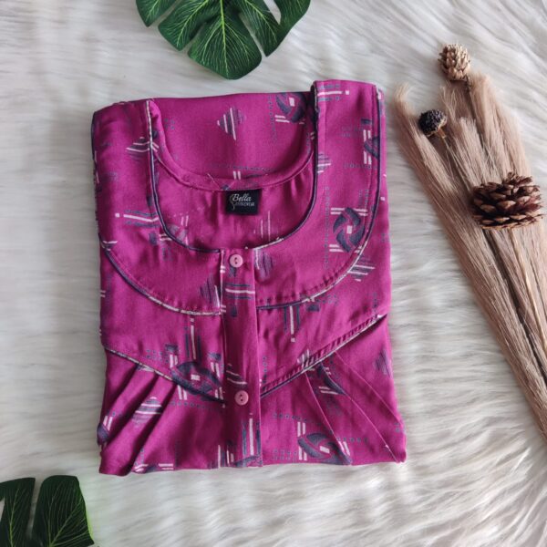 Pink Printed Alpine Long Zip Feeding Nighty | Free Size | Chest Width 44″| Length 56″