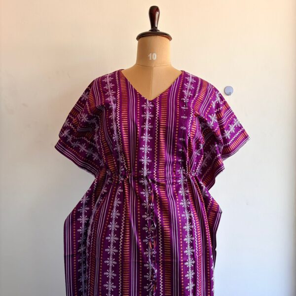 Purple Printed Premium Cotton Feeding Kaftan | Free Size | Chest Width 44″| Length 56″