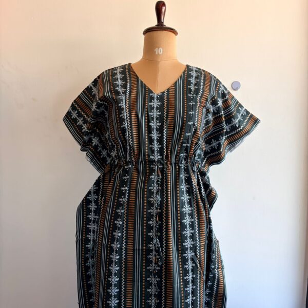 Green Printed Premium Cotton Feeding Kaftan | Free Size | Chest Width 44″| Length 56″