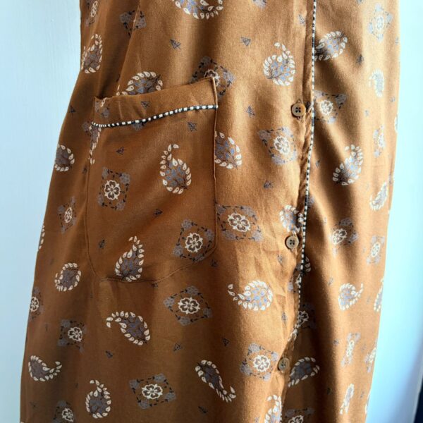 Brown Printed Alpine Full Open Long Polo Shirt Dress | Free Size | Chest Width 44″| Length 44″ - Image 3