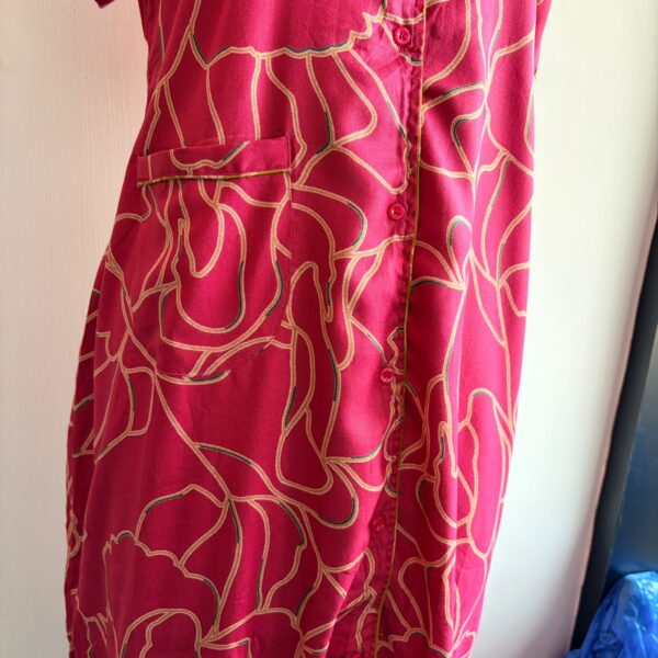 Pink Printed Alpine Full Open Long Polo Shirt Dress | Free Size | Chest Width 44″| Length 44″ - Image 3