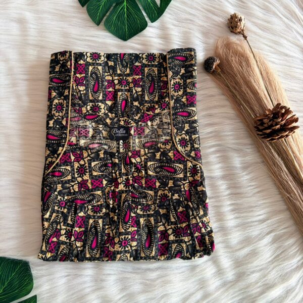 Pink And Brown Printed Premium Cotton Pleated Zip Nighty | Free Size | Chest Width 44″| Length 54″-55″