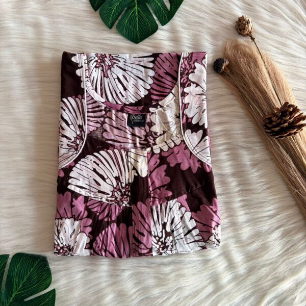 Maroon And White Floral Printed Premium Cotton Pleated Zip Nighty | Free Size | Chest Width 44″| Length 54″-55″