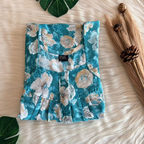 Blue Floral Printed Alpine Pleated Zip Nighty | Free Size | Chest Width 44″| Length 54″-55″