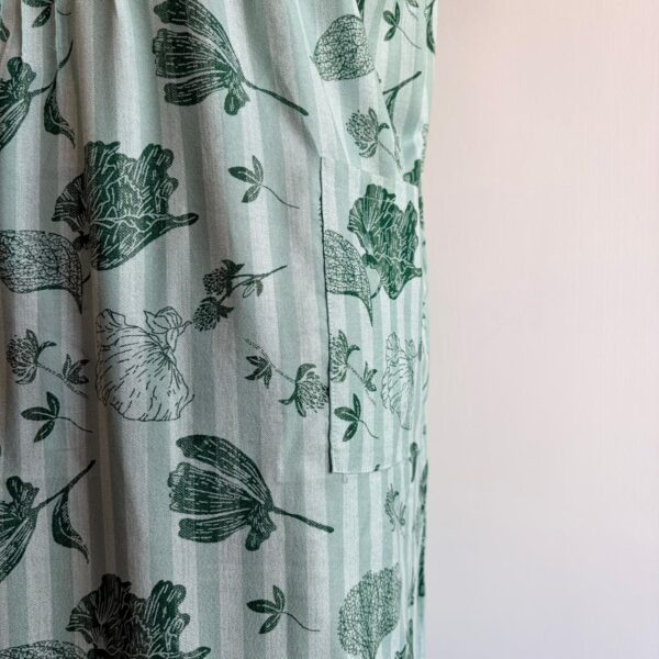 Green Floral Printed V-Neck Alpine Churidar Cut Nighty | Free Size | Chest Width 44″| Length 56″ - Image 3