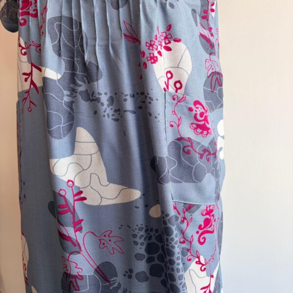 Grey Printed V-Neck Alpine Churidar Cut Nighty | Free Size | Chest Width 44″| Length 56″ - Image 3