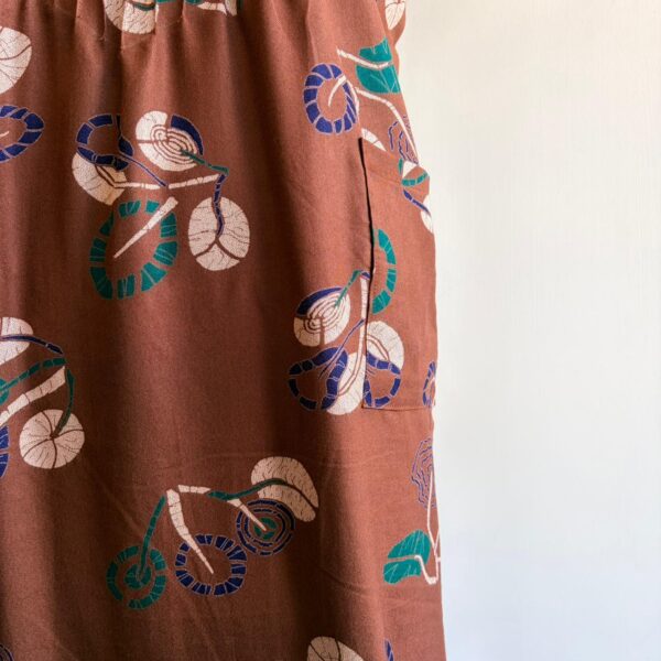 Coffee Brown Printed V-Neck Alpine Churidar Cut Nighty | Free Size | Chest Width 44″| Length 56″ - Image 3