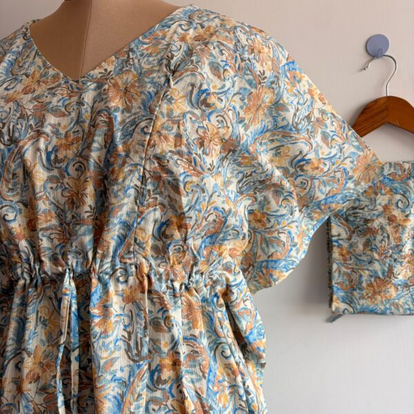 Blue And White Printed Kantha Cotton Shirt Pyjama Set | Free Size | - Image 2