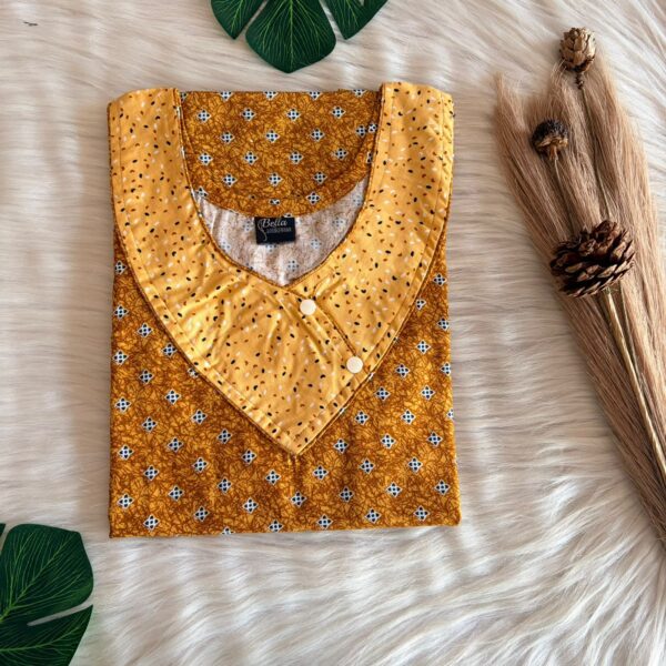 Pale And Dark Brown Floral Printed Side Button Nighty | Free Size | Chest Width 44″| Length 55″-56″
