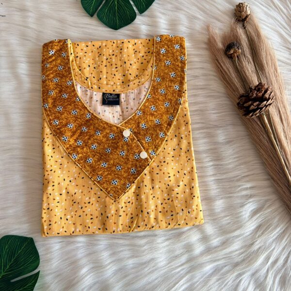 Dark And Pale Brown Printed Side Button Nighty | Free Size | Chest Width 44″| Length 55″-56″