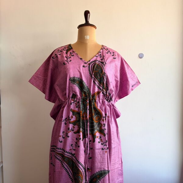 Pink Kalamkari Printed Premium Cotton Feeding Kaftan | Free Size | Chest Width 44″| Length 56″