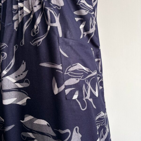 Navy-Blue Floral Printed V-Neck Alpine Churidar Cut Nighty | Free Size | Chest Width 44″| Length 56″ - Image 3