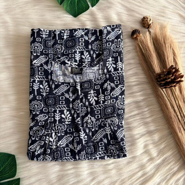 Navy-Blue And White Floral Printed Premium Cotton Full Open Labour Room Nighty | Free Size | Chest Width 44″| Length 54″-56″